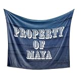 Property of Maya Blanket - Personalized Plush Fleece Throw with Name, Custom Soft Cozy Warm Blanket, Customized Birthday, Holiday Present Idea, 50x60 Inches