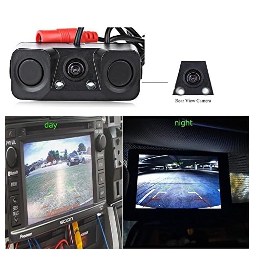 Calistouk - Cámara de visión trasera para coche con sensor de aparcamiento de radar, ángulo de visión de 170 grados, HD, impermeable, cámara de visión trasera