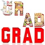 GRAD Set Cardboard Letter for Charcuterie Red Graduation Letter Trays for Food Fillable Letter Tray Chocolate Candy Cake Box for High School College Masters Graduate Party Decorations Supplies