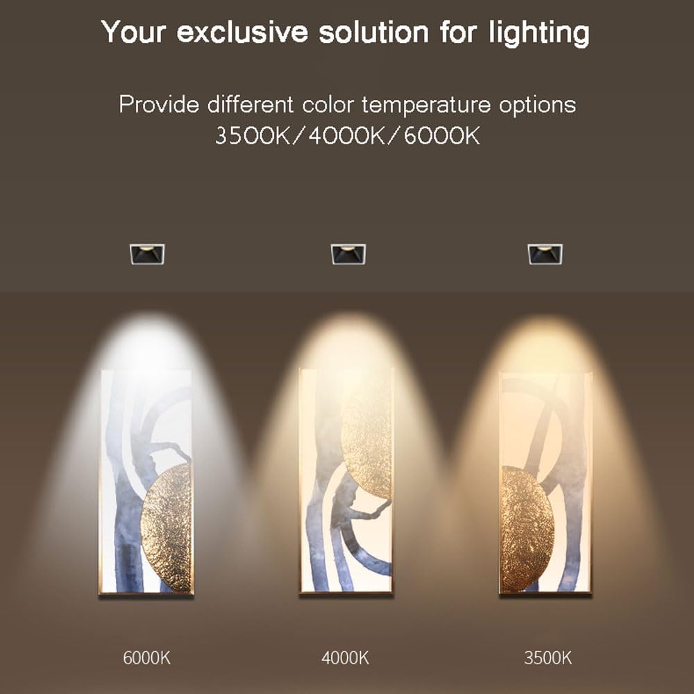 3 inch Anti Glare Downlight Embedded Led, 3 Cct 3500K-6000K Optional, Honeycomb Led Ceiling Square Downlight, 7W/12W Baffle Decoration,8 Pack/12W/4000K