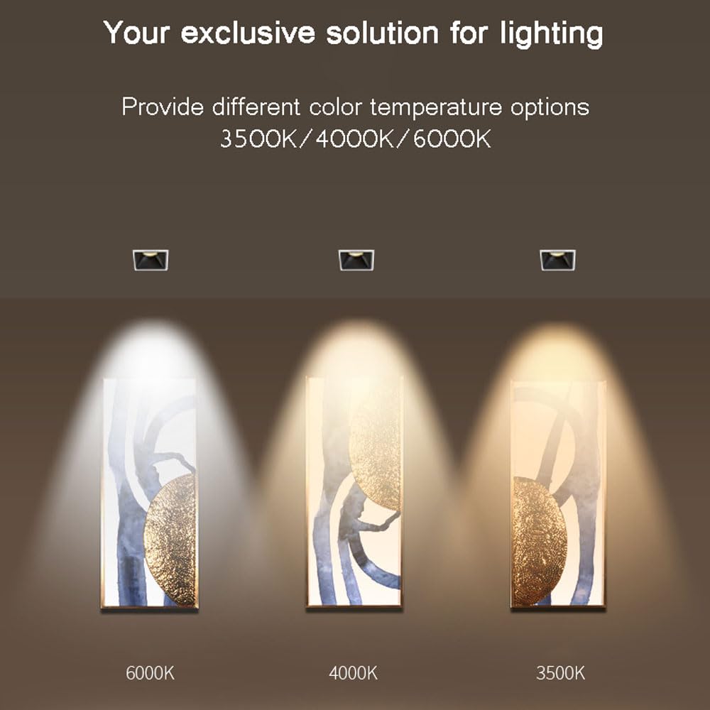 Faretto da Incasso antiriflesso da 3 Pollici con LED Incorporato, 3 Cct 3500K-6000K Opzionale, faretto da Incasso Quadrato a Nido d'Ape con LED, Decorazione a deflettore da 7W/12W/7W/3500K
