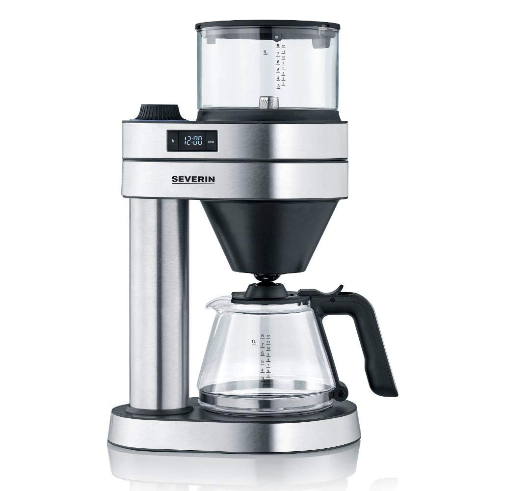 SEVERIN Filterkaffeemaschine KA 5760 Caprice, Kaffeemaschine mit Timer, Edelstahl-gebürstet/schwarz-matt, bis zu 8 Tassen