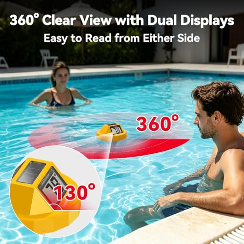 Image of BaldrTherm Pool Thermometer Digital Floating, Swimming Pool Water Temperature Sensor, 2026 New Upgrade | Solar Powered | Easy Read | High Precision | Anti-Fog, for Hot Tub, Spa & Ice Bath (Yollew)