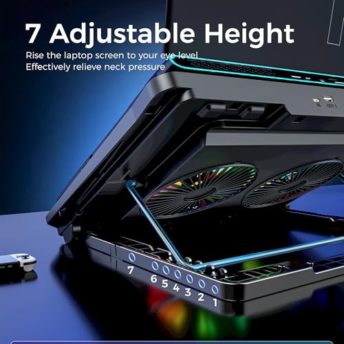 Image of Techie AeroTwin Pro Laptop Cooling Pad with Dual 110 mm High Airflow Turbo Fans | Touch LCD RGB Control with 10 Lighting Modes | Adjustable Laptop Stand with Phone Holder for Laptop and Tablet