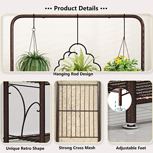 Sorcedas Plant Stand 3 Tier Indoor Outdoor Tall Corner Hanging Plant Shelf Metal Flower Stands Ladder Plant Holder For Room Balcony Garden Patio Multiple Plants, Bronze #TOP5