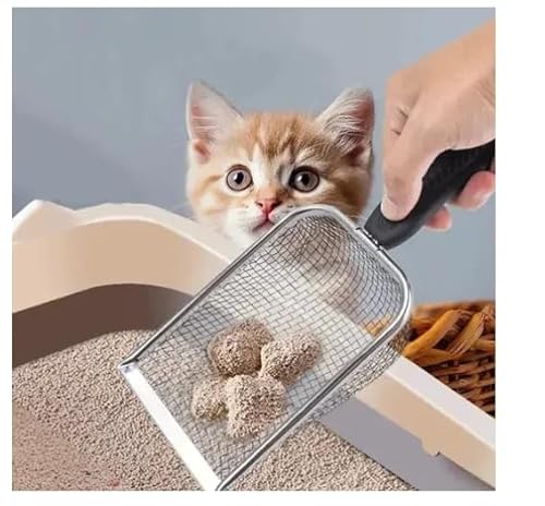 Pá Higiênica De Areia Para Gatos Peneira Coletora em Aço Inox Pazinha coletora de fezes para Gatos |