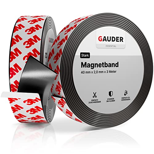 Preisvergleich Produktbild GAUDER Magnetband stark selbstklebend mit 3M Kleber / Magnetstreifen selbstklebend / starkes Magnetklebeband (3 m)