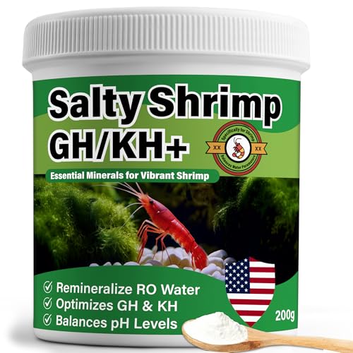 Salty Shrimp GH/KH+ 200G Keep Your Shrimp Alive Boost Breeding Healthy & Remineralize RO Water The Shrimpies Stopped Dying Once You Dripped Our GH/KH+ in with RO Water
