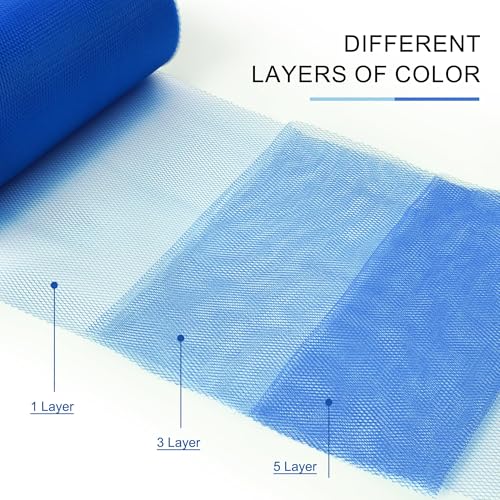 Image of Royal Blue Tulle Fabric Ribbon 6 Inch by 25 Yards Rolls Fabric Spool Tulle for Gift Wrapping Wedding Decorations Craft Supplies DIY Tutu Skirt Baby Shower Birthday Party