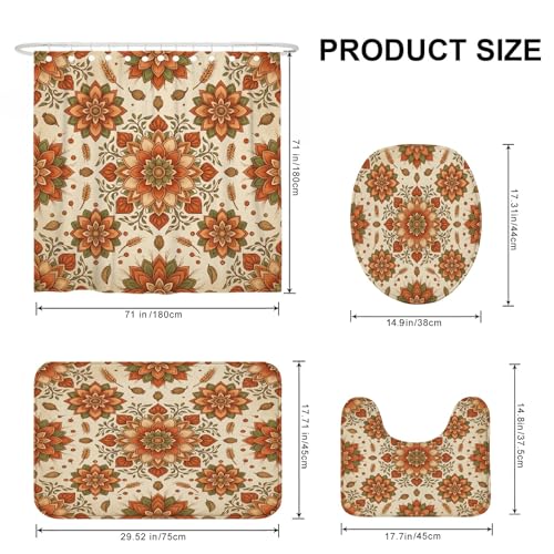 Rideau de douche imperméable en polyester motif automne orange 183x183 cm