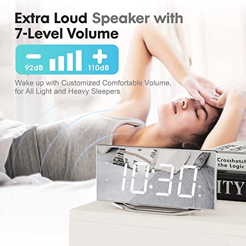 Digital Clock For Living Room, Loud Alarm Clock For Heavy Sleepers Adult, 8.7" Large Display Led Mirror Clock With 7-Level Dimmer,Snooze Mode,Dual Usb Ports, Modern Desk Clock For Bedroom Home Office #TOP3