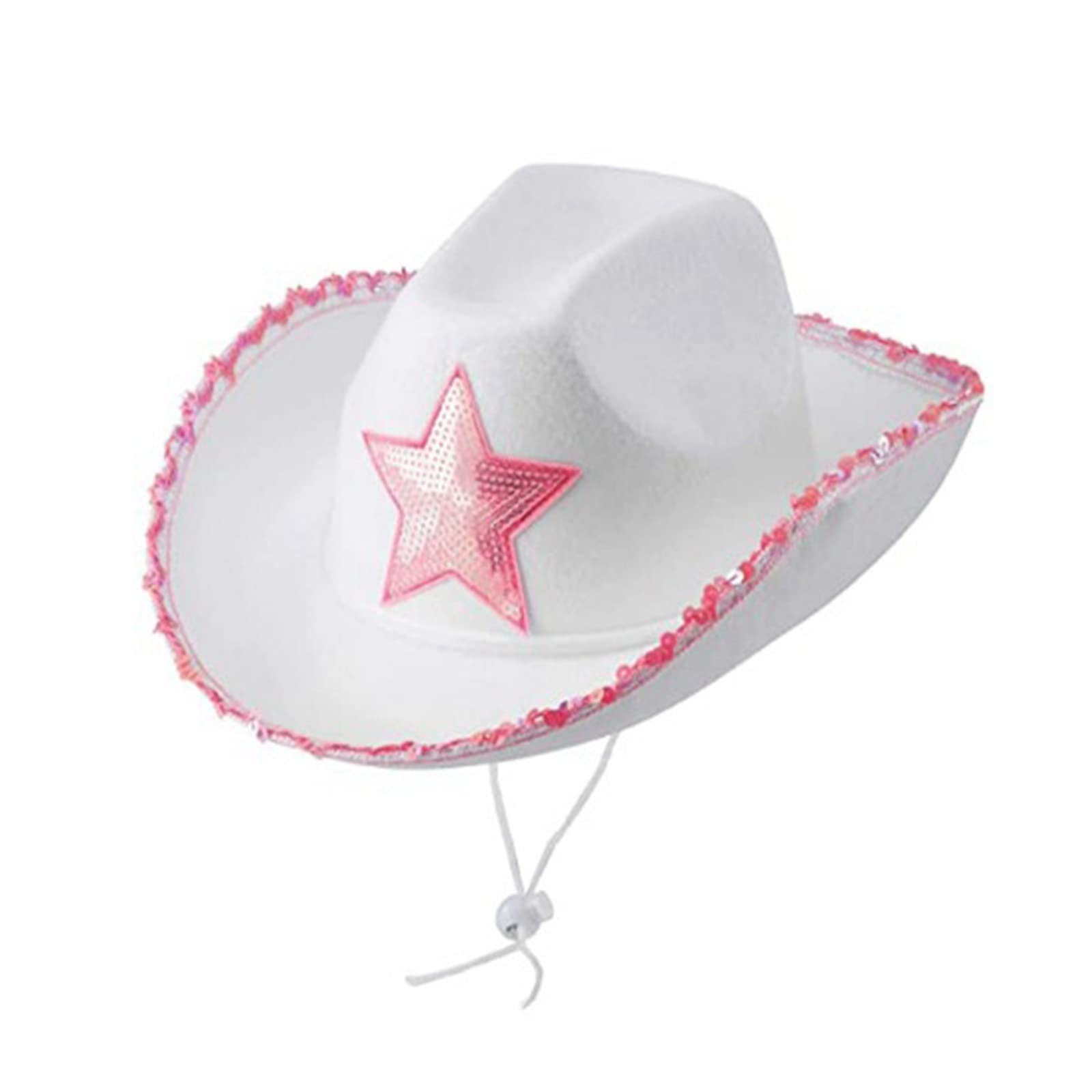 XIXIMAON Sombrero de vaquero retro para mujer, diseño de corona brillante con lentejuelas, gorro mullido, novedoso y divertido para fiesta, disfraz de vaquera
