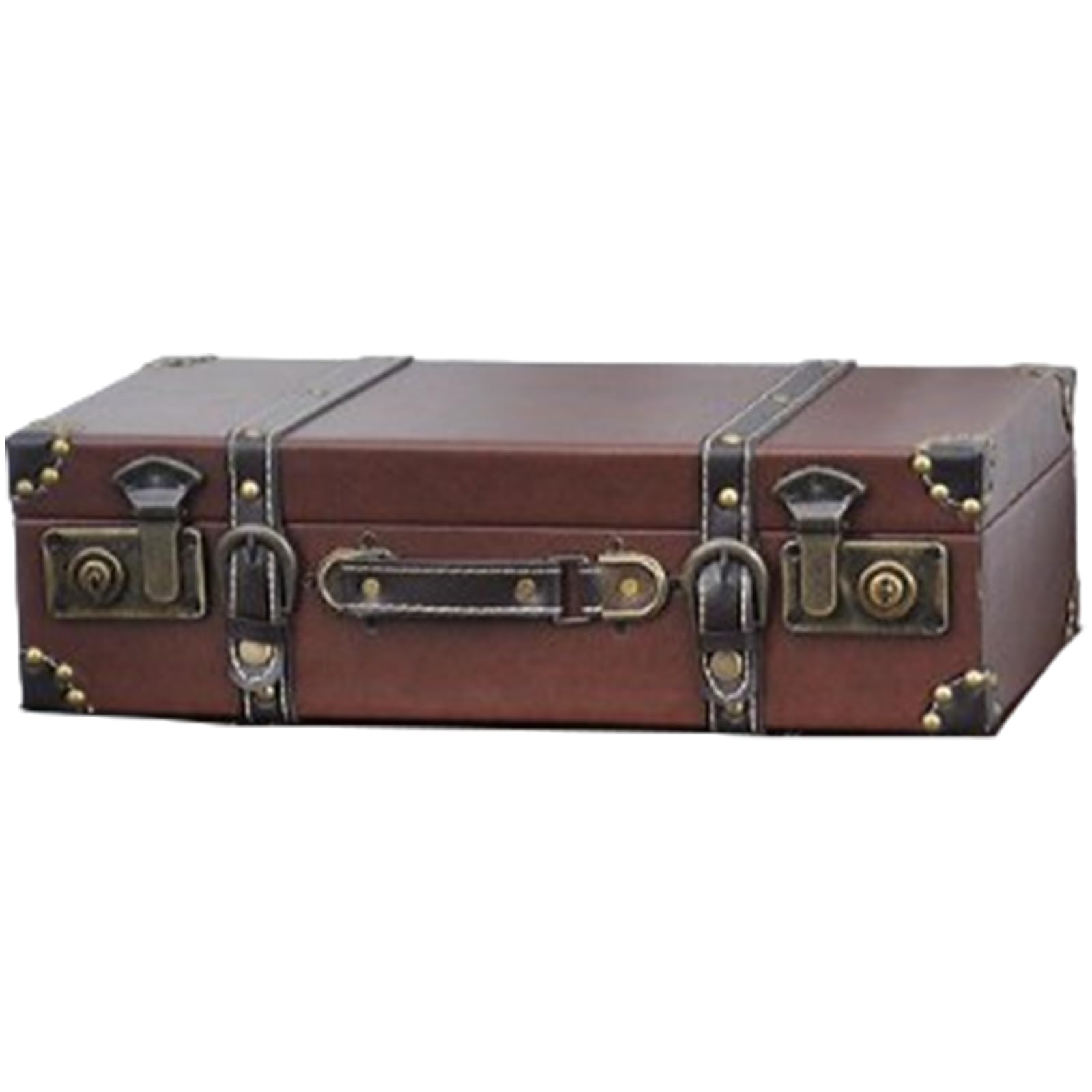 Tsophreniq Practical Old Fashioned European Sturdy PU Leather Trunk Stylish Storage Solution for Travelers and Fashion Lovers Large Capacity Box
