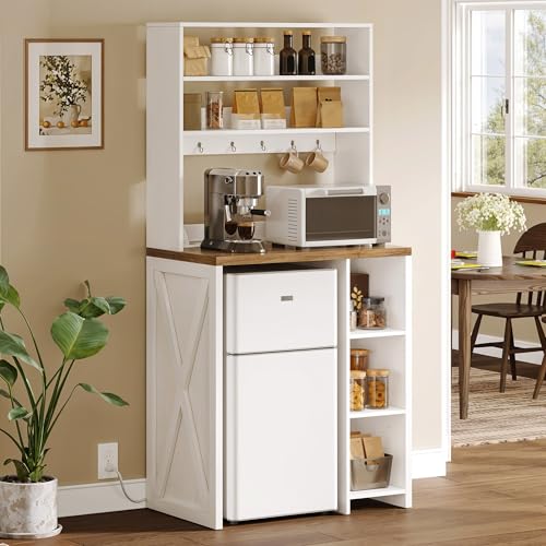 YITAHOME Mini Fridge Cabinet White Mini Fridge Stand with Storage