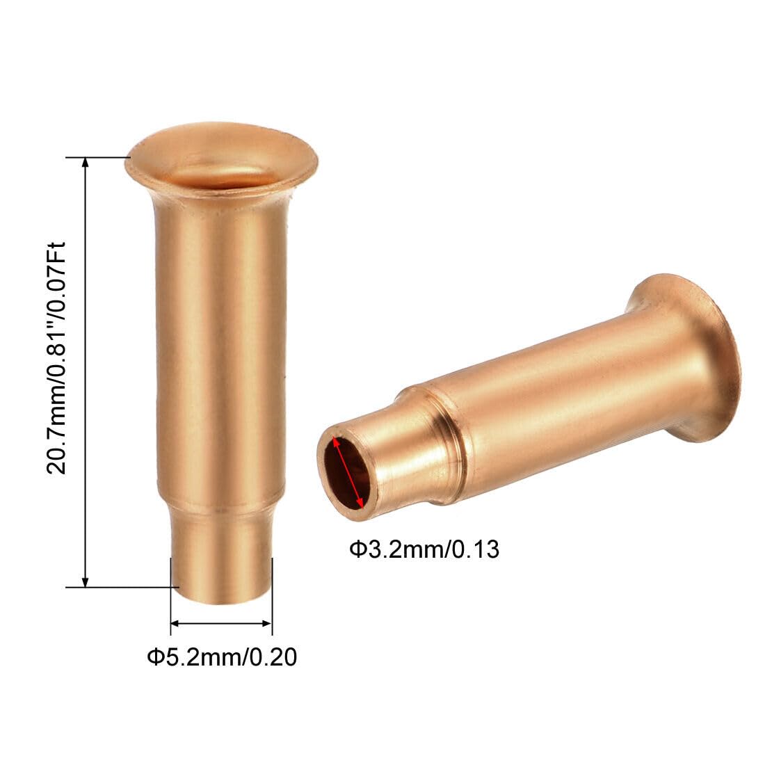 Generic Tube Flare Fitting Copper Tube 5.2mm OD 3.2mm ID for Refrigeration Tu 10pcs
