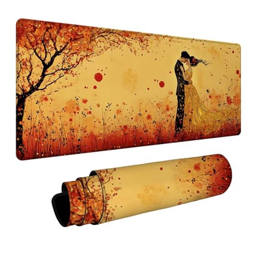 Beso Alfombrilla Ratón Gaming 800x400x3mm, Alfombrilla Escritorio XXL Mujer, Tapete Escritorio con Base de Goma Antideslizante, Mouse Pad con Bordes Cosidos, Accesorios Gaming, para Portatil 3-9773