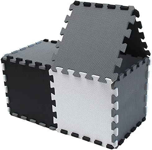 meiqicool Foam Play mat playmat Foam Play Tiles Interlocking Play mat Baby Play mats for Kids Floor mats for Children Foam Jigsaw mat Baby Puzzle mat 36 Pieces Rug Crawl White-black-gray-ADLg36