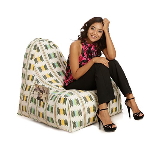 Image of Style Homez Hackey Cotton Canvas Ikat Printed Bean Bag XXL Size Filled with Beans Fillers