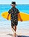 ZOEREA Boys Hawaiian Outfit 3Pcs Kids' Summer Beach Clothes Set Luau Tropical Shirt Top +Shorts + Hat for Children (Black - Palm Tree, 6-7 Years)