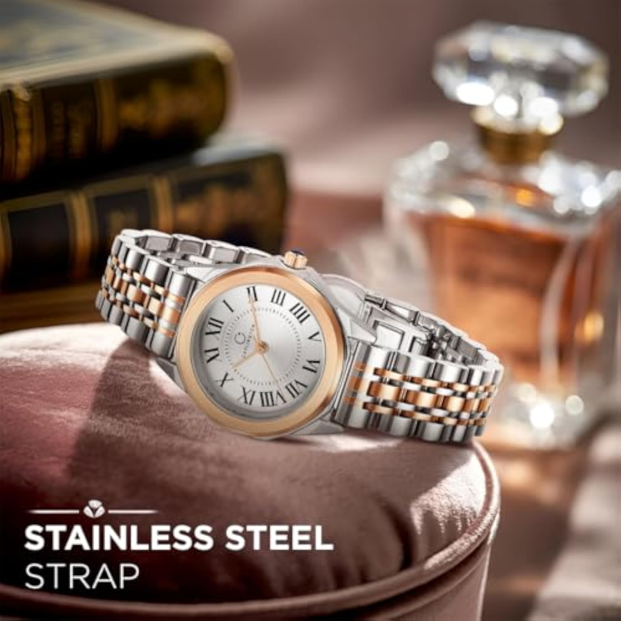 Women's Diva Series Analog Wrist Watch with Stainless Steel Chain Strap
