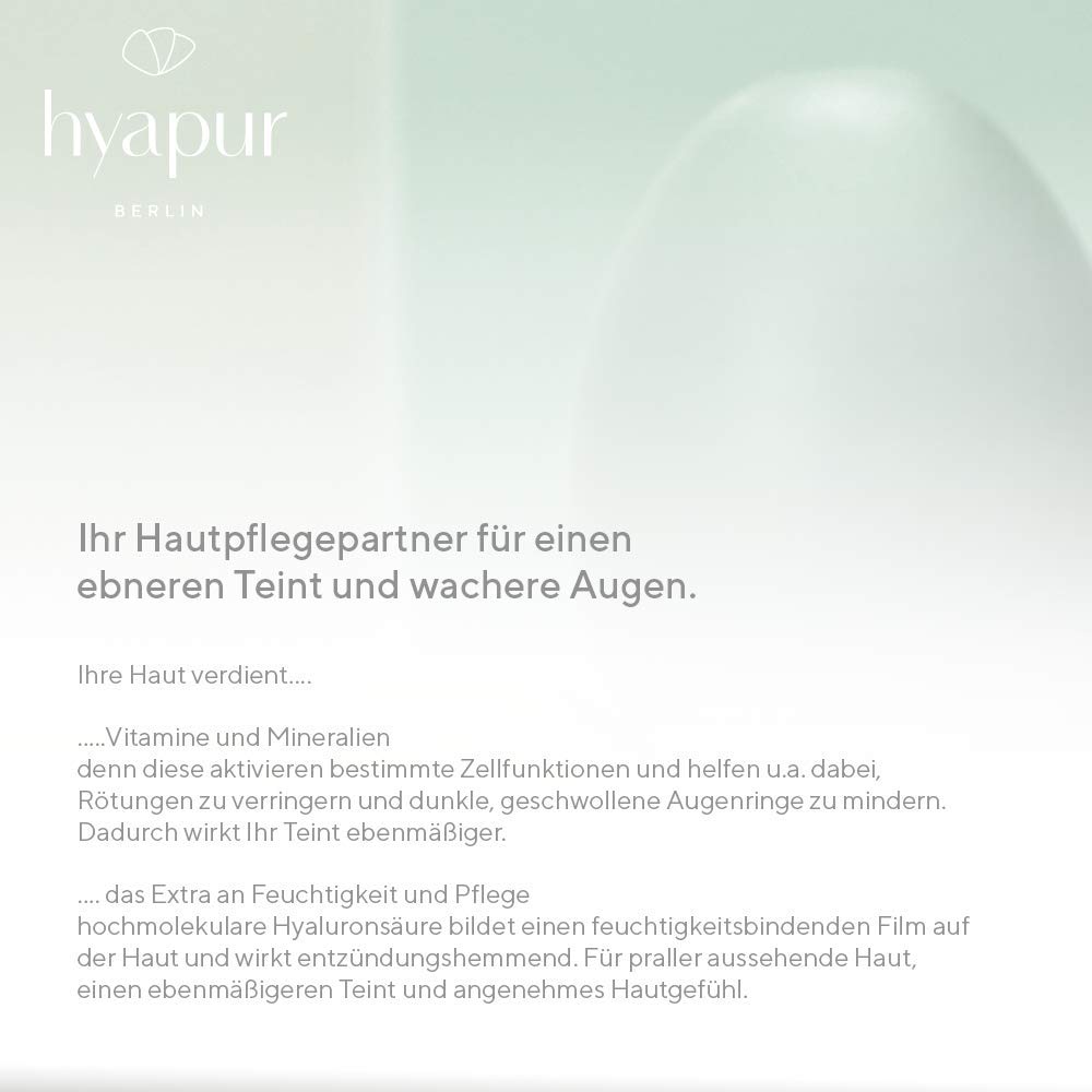 hyapur ® - GREEN Serum 15ml, für einen ebenen Teint und wache Augen, mit Hyaluronsäure und Algenextrakten für Gesicht, Hals und Dekolleté - aus der Hyaluron Algen Serie