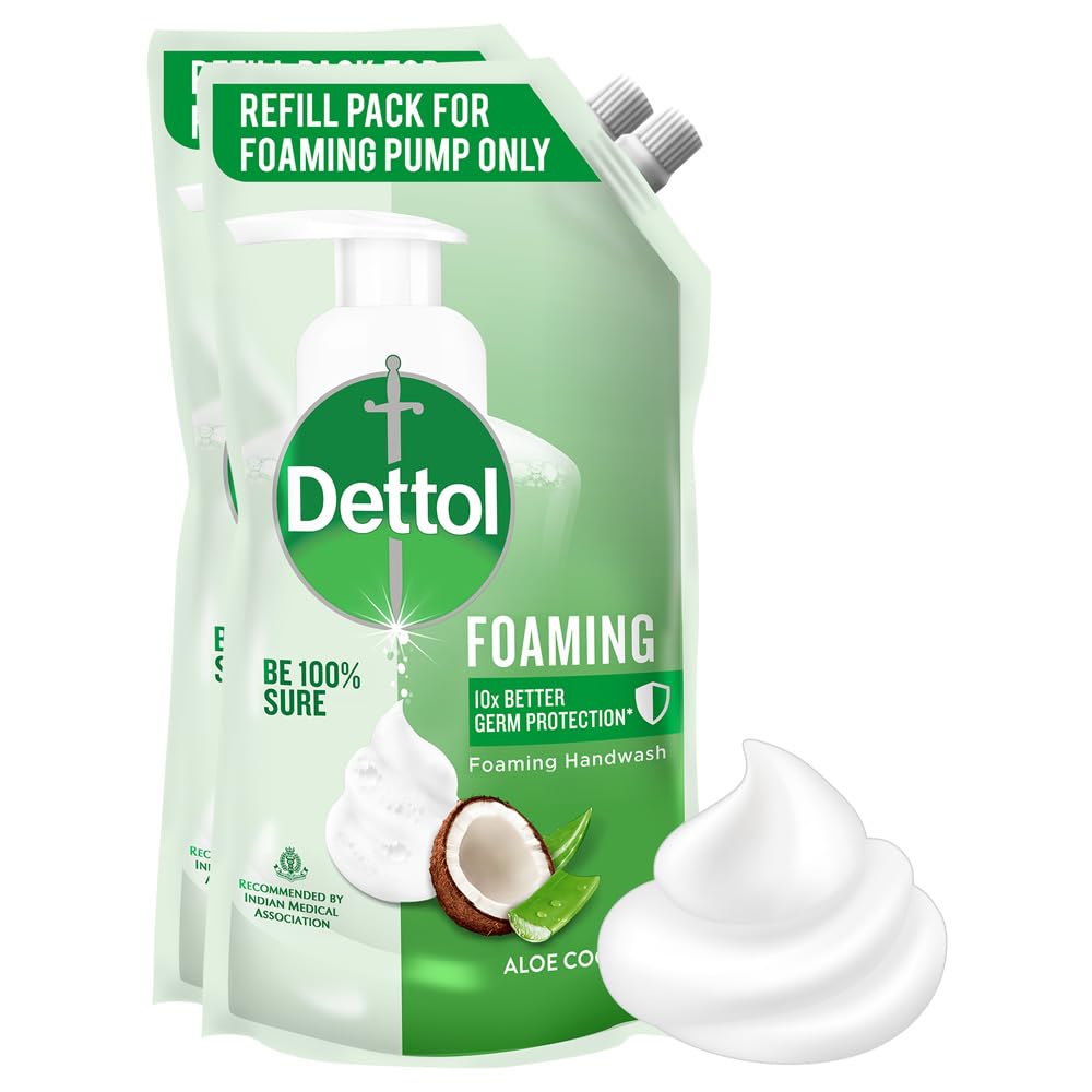 Dettol Foaming Handwash Refill - Aloe Coconut, 700ml (Pack of 2)| Rich Foam | Moisturizing Hand Wash | Soft on Hands