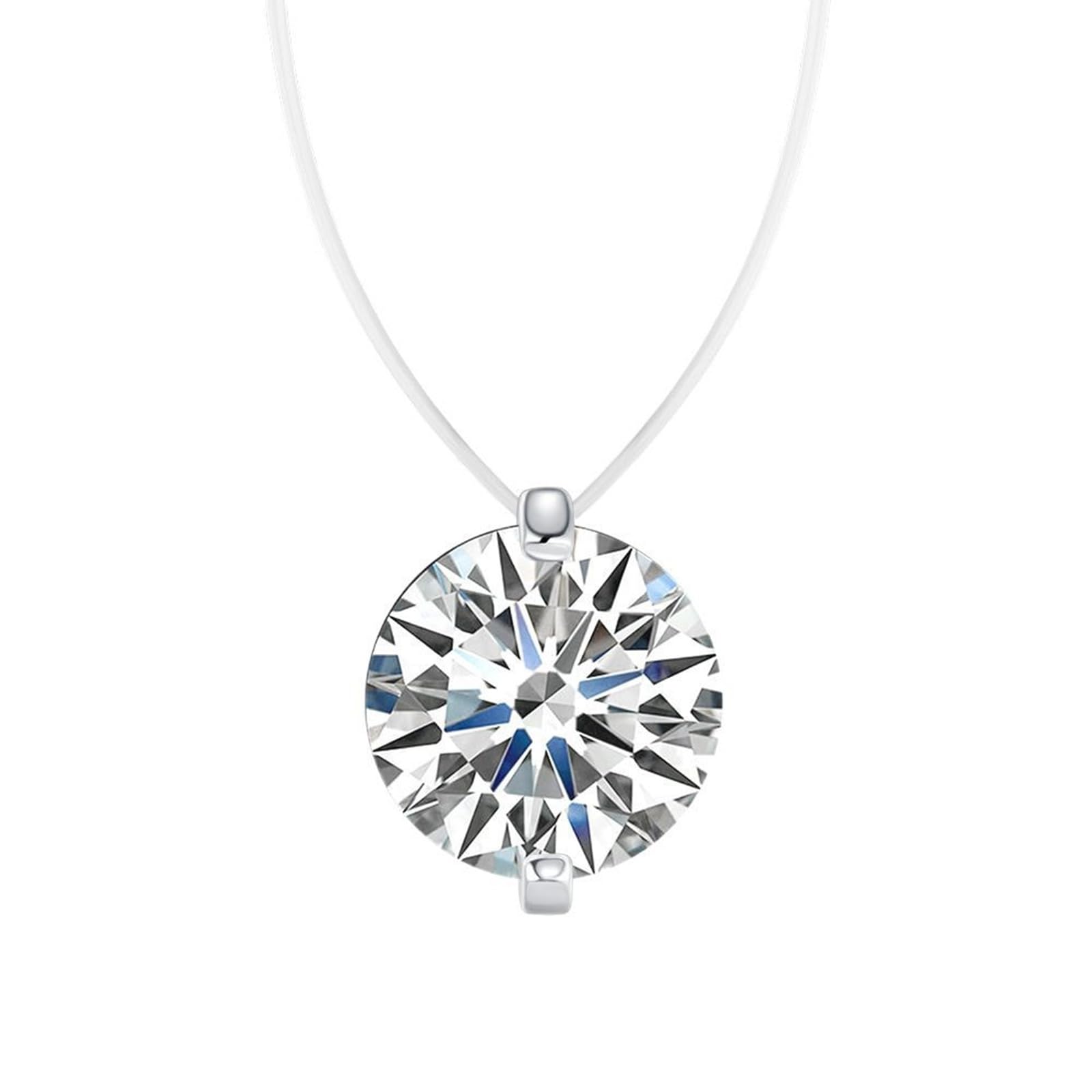 Collar de moissanita para mujer, minimalista de 2 puntas, collar de boda solitario de oro para esposa, oro blanco/platino