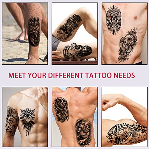 30 Sheets Temporary Tattoos For Women- Tattoo Stickers Long Lasting 3D Realistic Large Flower Snake Temp Tattoos Waterproof Half Sleeve For Men, Adults, Teens, Party, Bar #TOP3