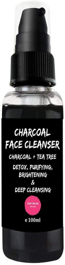 SkinSalad Activated Charcoal Face Wash Cleanser, tea tree, aloe vera, anti acne, skin lightening, 100 ML