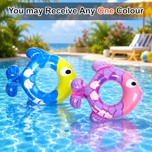 Image of Koochie-Koo Kids Fish Swimming Tube for Kids Inflatable Swim Ring for Boys & Girls Leak-Proof Baby Float for Pool Beach Water Fun, Lightweight & Durable Swim Tube (Random Colour)