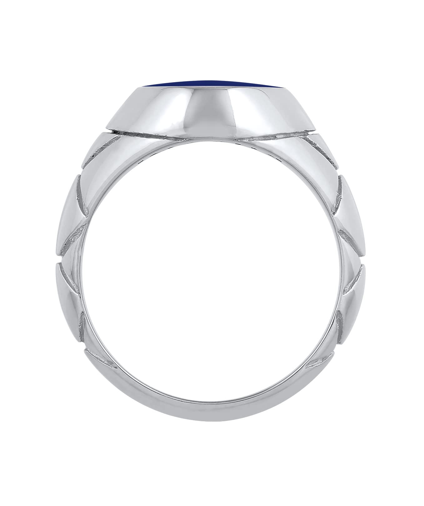 Kuzzoi Anillo de sello para hombre, ovalado, esmaltado azul, macizo, 13 mm de ancho, en plata de ley 925, anillo de plata decorado negro oxidado, anillo para hombre, tamaño 54-66, 0609671521