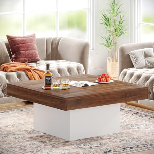 image for Tribesigns Coffee Table Square LED Coffee Table Engineered Wood Low Co