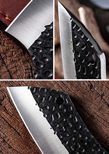 Kitory Meat Cleaver Forged Vgetable Knife Vegetable Chopping Knife 5.5 Inch Butcher Knife Hammered Chopper Thick Boning Knife Small Meat Cleaver Kitchen Chef Knife For Home, Camping, Bbq, Hb04 #TOP5