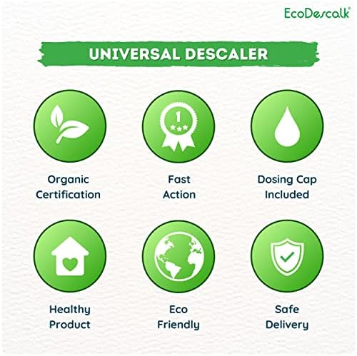 EcoDescalk Organic Descaler 4x500 ml (36 Cicles). 100% Natural Limescale Remover for Kettles, Washing Machines and Dishwashers. Multipurpose Liquid Limescale Cleaner for All Brands.