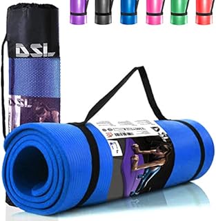 DSL Yoga Mat, Thick Non Slip Exercise Mat - Gym Fitness Pilates Workout Mat for Women Men, 15mm Large 61 x 185cm - Black/B...