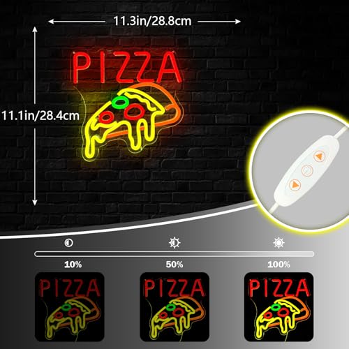 Image of Pizza Neon Signs for Wall Decor Pizzeria Neon Light LED Signs for Business Shop Pizza Party Decorations Light Up Pizza Sign Neon Wall Art