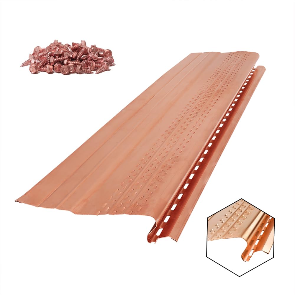 PRO Copper Gutter Guard Systems 5" Inch and 6" inch Adjustable Half Round Gutter Protection Under The Shingle Installation|Made in The USA | Manufacturer Art of Gutter (Copper - 25 Feet)