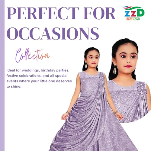 Image of Z Z D Fashion 7040 Trendy Party Sequin Work Full Length Gown Dress for Girls