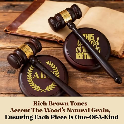 UIDMEN Personalized Judge Gavel and Sound Block Set, Wooden Gavel Set, Custom Engraved Name and Text, Gift for Lawyers, Judges, Chairmen, Retirement Law School Graduation Birthday Xmas Gifts - 4