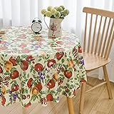 hsk Hswek Heavy Duty Vinyl Tablecloth, Flannel Backed Wrinkles Free Water-Proof PVC Tablecloth, Kitc