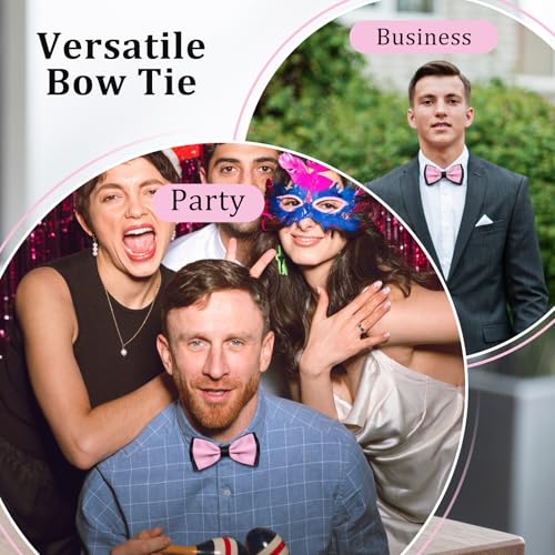 Image of LJBFNN Mens Bow Tie, Clip on Pre Tied Bow Ties for Men Solid Color Adjustable Tuxedo Bowties for Suit Wedding Graduation