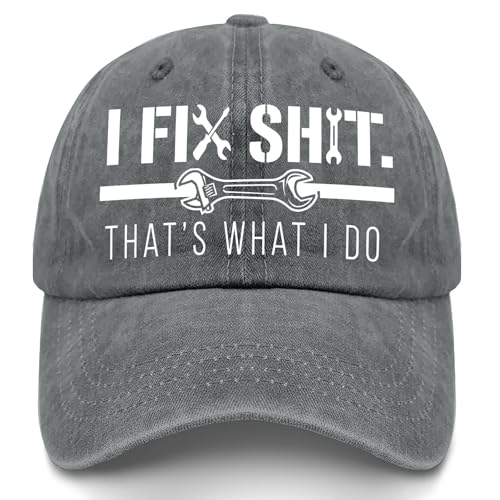 I Fix It All Hat - Funny Mechanic & Handyman Distressed Baseball Cap Large Graphic Thats What I Do Dad Hat