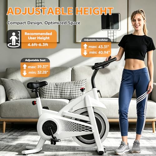Image of Exercise Bike Stationary Bike Indoor Cycling Bicycle for Home Gym Spinning Bike 300 lbs Weight Capacity Adjustable Seat /Handlebar for Office Cardio Workout