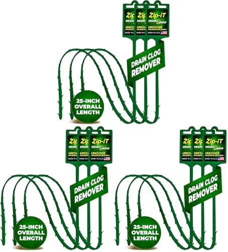 Image of The original Zip-It Hair Clog Remover 25-inch Overall Length Drain Snake Cleaner (9-Pack), Unclog Your Sink, Shower, & Tub Drain In Seconds - Non-toxic, Made in the USA