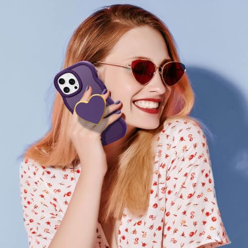 Coque iPhone 15 Pro Max violette avec support et cadre ondulé mat - 7