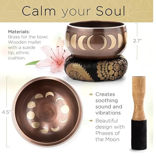 Image of The Healing Store 4 inch Tibetan Singing Bowls Set Meditation Sound Bowl hand Hammered For Yoga Meditation Mindfulness Healing & Chakra Balancing (CHERRISH)