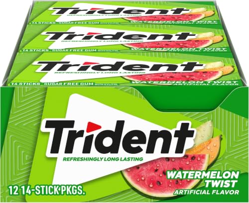 Image of Trident Watermelon Twist Sugar Free Gum, 14 Pieces (Pack of 144)