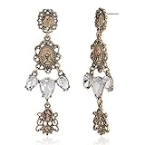 Tamaño: 80mm QYMX Pendiente Mujer, Bohemia exagerada Bronce Envejecido Plateado Colgante Transparente Grueso Pendiente Largo para Mujeres Niñas Joyería de Moda