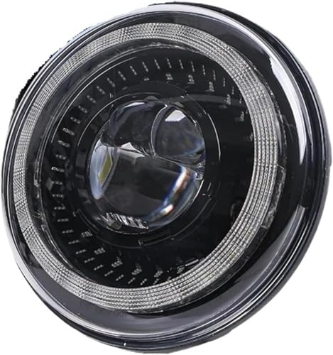 Phare pour moto Softail Fat Boy optique de phare 7 pouces noir DRL Halo