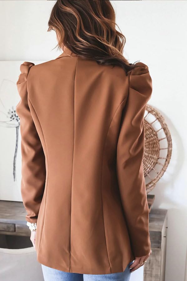 utcoco Womens Open Front Blazers Casual Business Padded Shoulder Long Sleeve Suit Jacket4
